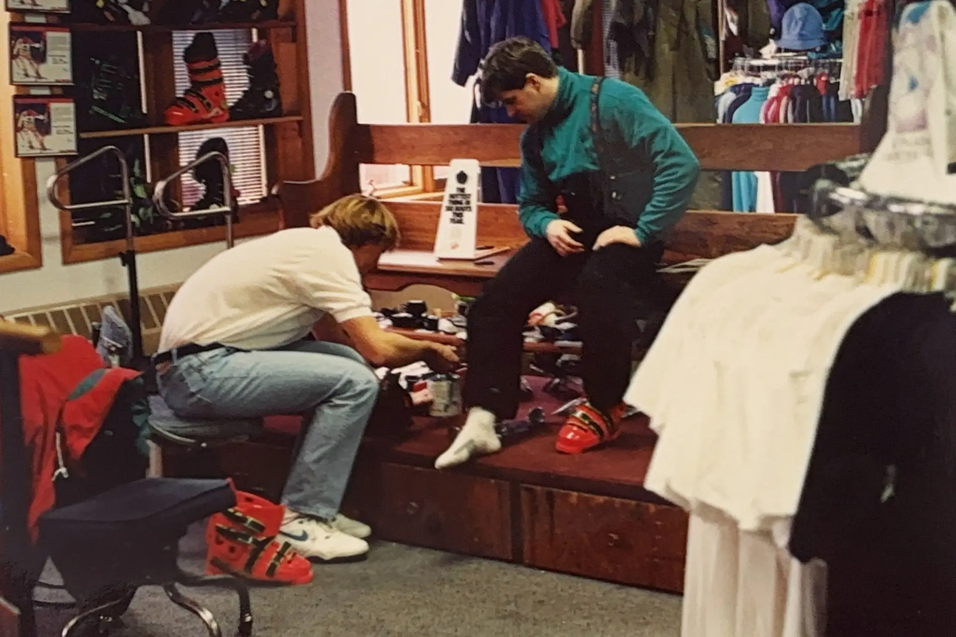 Boot Solutions team working on custom ski boot fitting